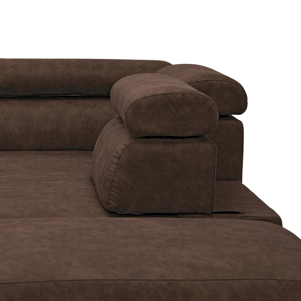 ECKSOFA Dunkelbraun Lederlook  - Dunkelbraun/Schwarz, Design, Kunststoff/Textil (263/230cm) - Hom`in