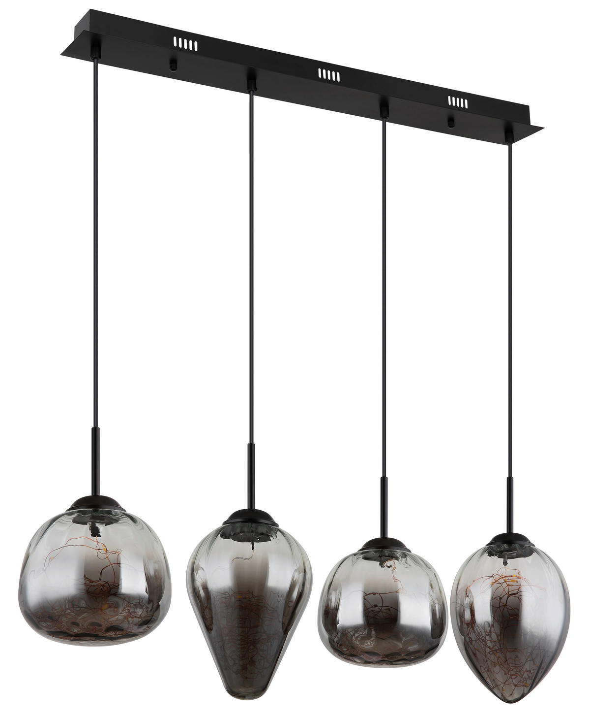 LED-HÄNGELEUCHTE 91/20/120 cm  - Klar/Schwarz, Design, Glas/Metall (91/20/120cm) - Globo