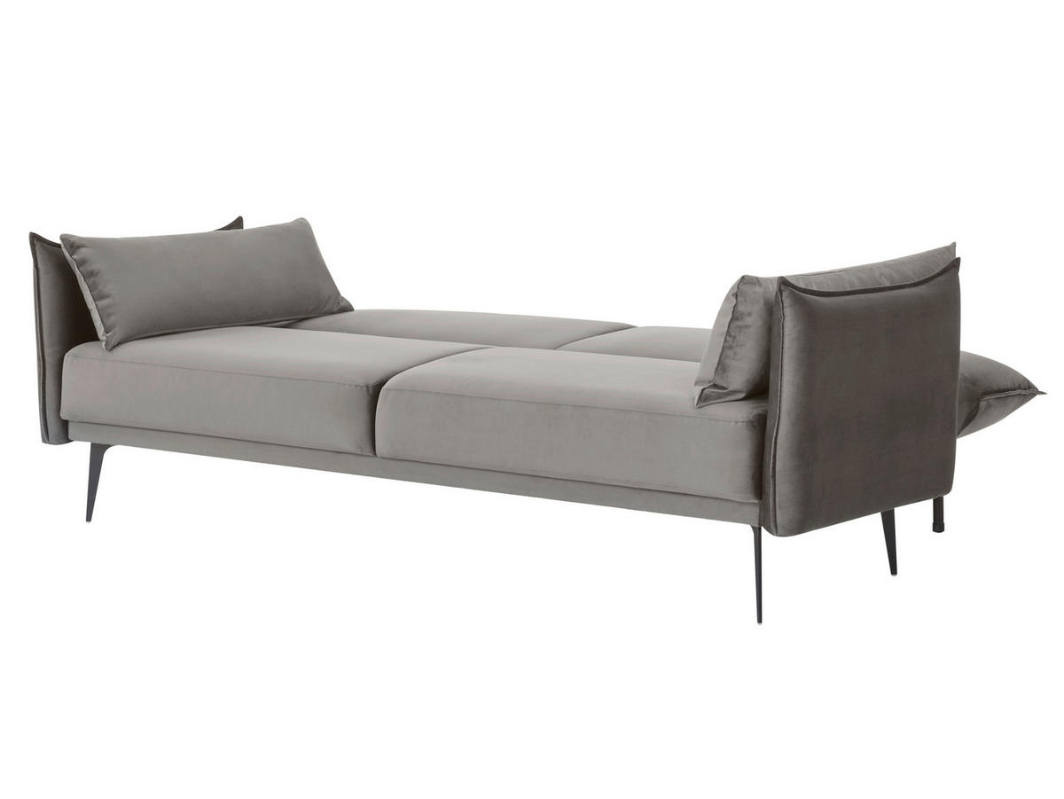 3-SITZER-SOFA Samt Grau  - Schwarz/Grau, MODERN, Textil/Metall (207/88/86cm) - Livetastic