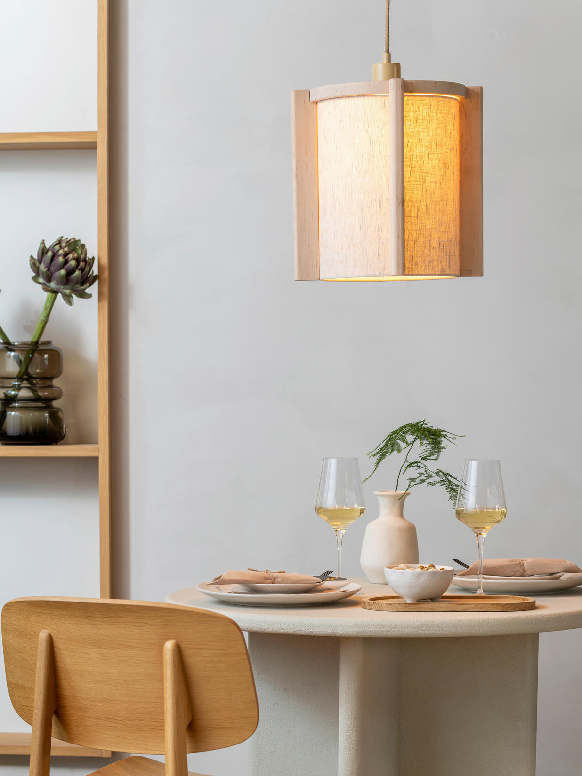 HÄNGELEUCHTE Good & Mojo 25/25/280 cm  - Erlefarben/Beigebraun, Trend, Holz/Textil (25/25/280cm) - Good & Mojo