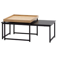 SET MIZIC, črna, barve hrasta  - črna/barve hrasta, Moderno, kovina/leseni material (110/37/48cm) - MID.YOU