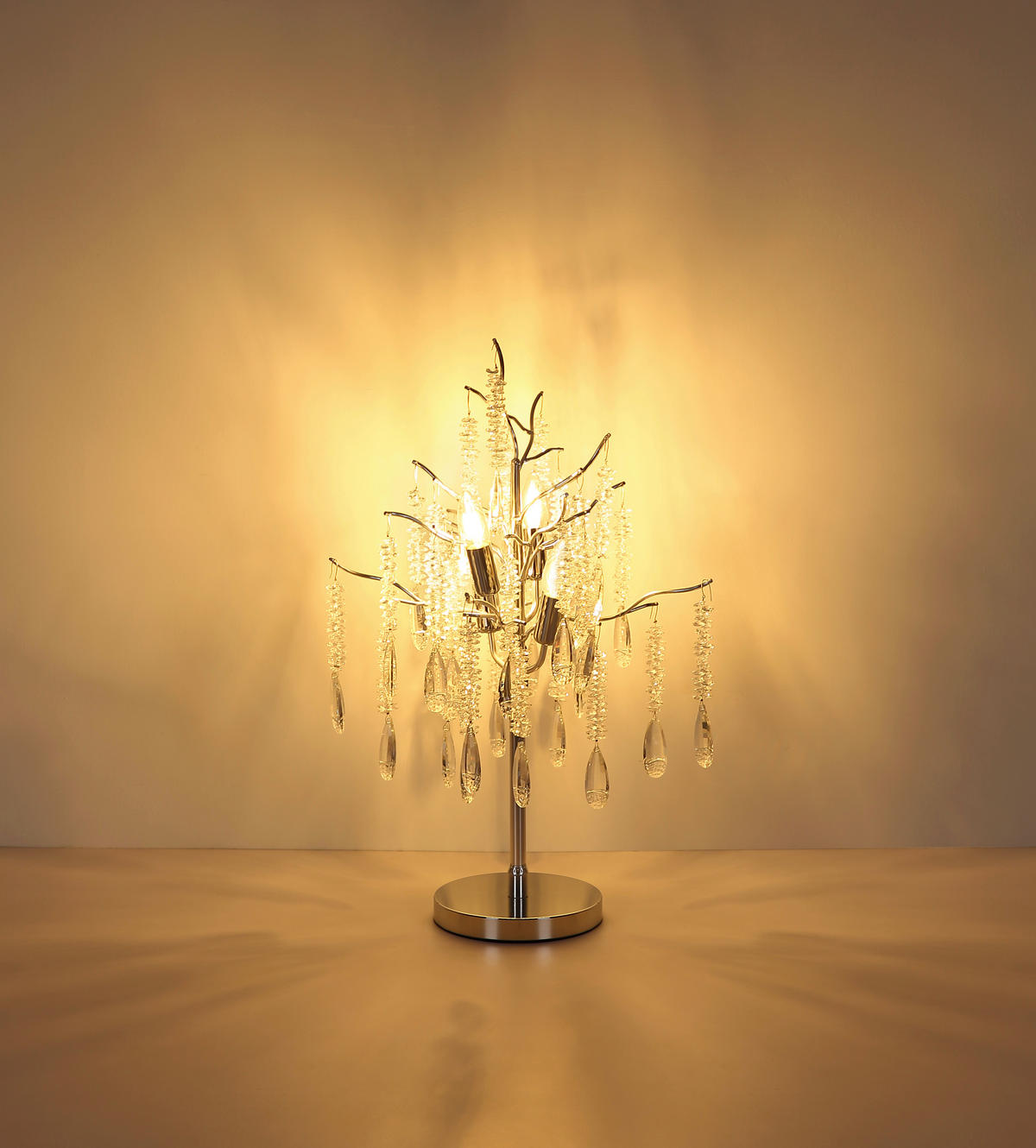 TISCHLEUCHTE 41/67 cm   - Klar/Silberfarben, KONVENTIONELL, Glas/Kunststoff (41/67cm) - Globo