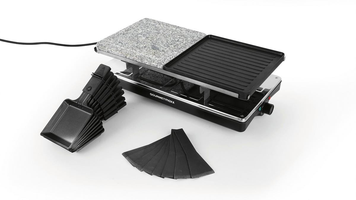 RACLETTE-GRILL GOURMETmaxx  - Silberfarben/Schwarz, Basics, Kunststoff/Stein (42/23/13cm)