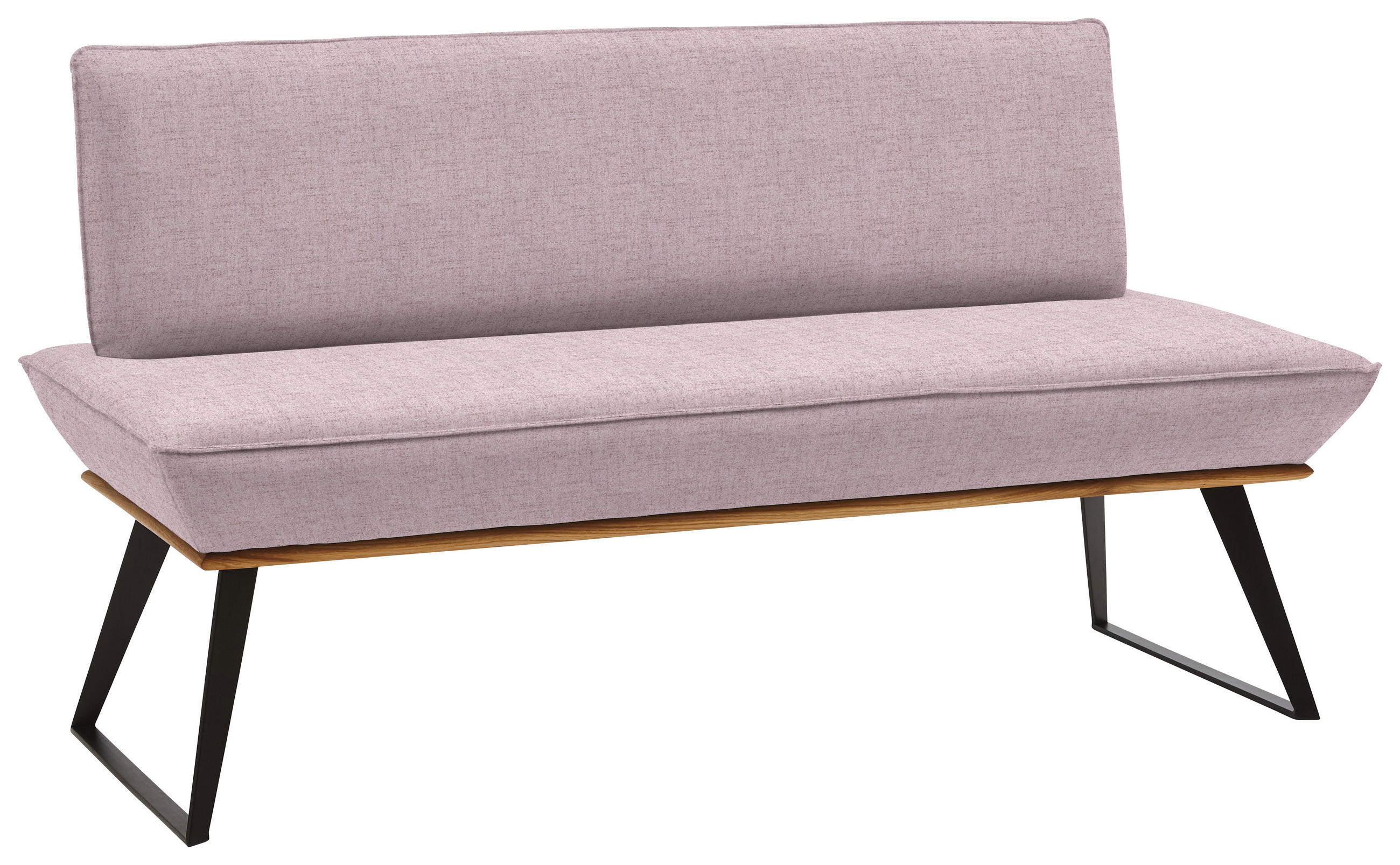 SITZBANK 140/87/64 cm Webstoff Rosa, Schwarz, Eichefarben Eiche massiv Metall  - Eichefarben/Schwarz, Design, Holz/Textil (140/87/64cm) - Voleo