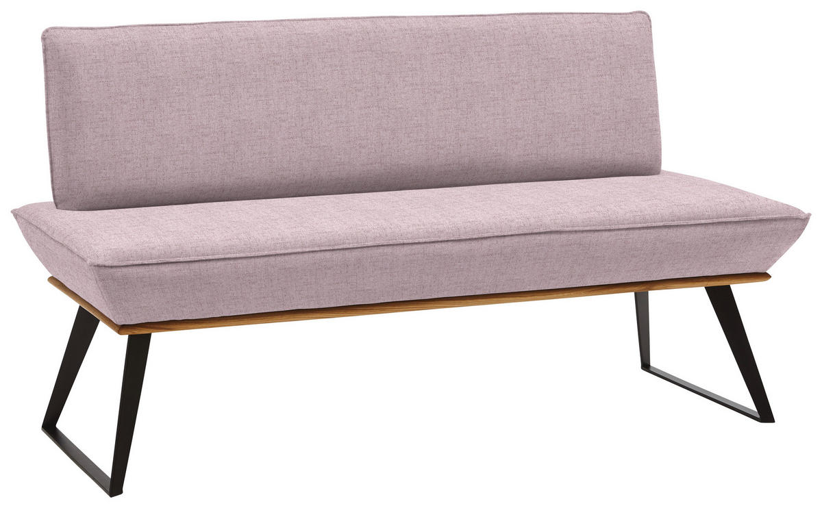 SITZBANK 140/87/64 cm Webstoff Rosa, Schwarz, Eichefarben Eiche massiv Metall  - Eichefarben/Schwarz, Design, Holz/Textil (140/87/64cm) - Voleo