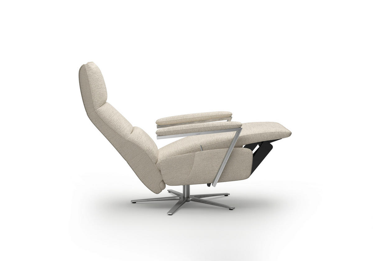 RELAXSESSEL TV VARIO COMFORT E M2 Chenille Kopfteilverstellung, Rücken echt    - Sandfarben/Silberfarben, Basics, Textil/Metall (70/126/85cm) - Sit & More