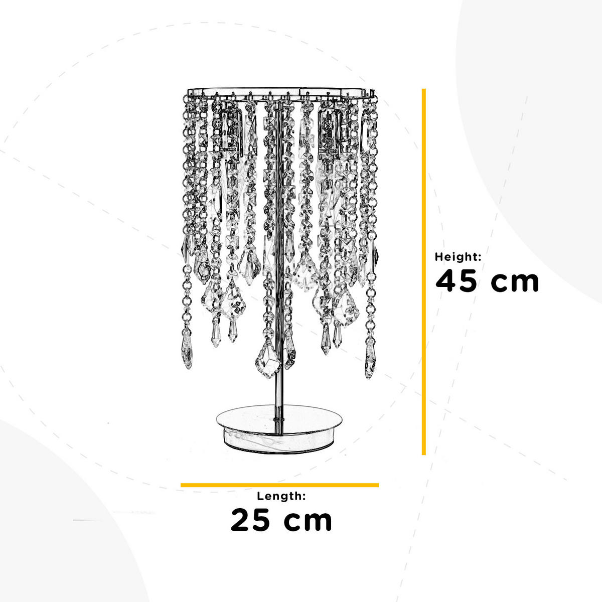 KRISTALL-TISCHLEUCHTE 25/45 cm   - Chromfarben, KONVENTIONELL, Glas/Metall (25/45cm)