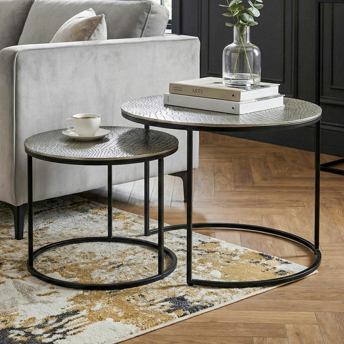 SATSBORD i metall 60/45/60 cm  - silver/svart, Design, metall (60/45/60cm) - Livetastic