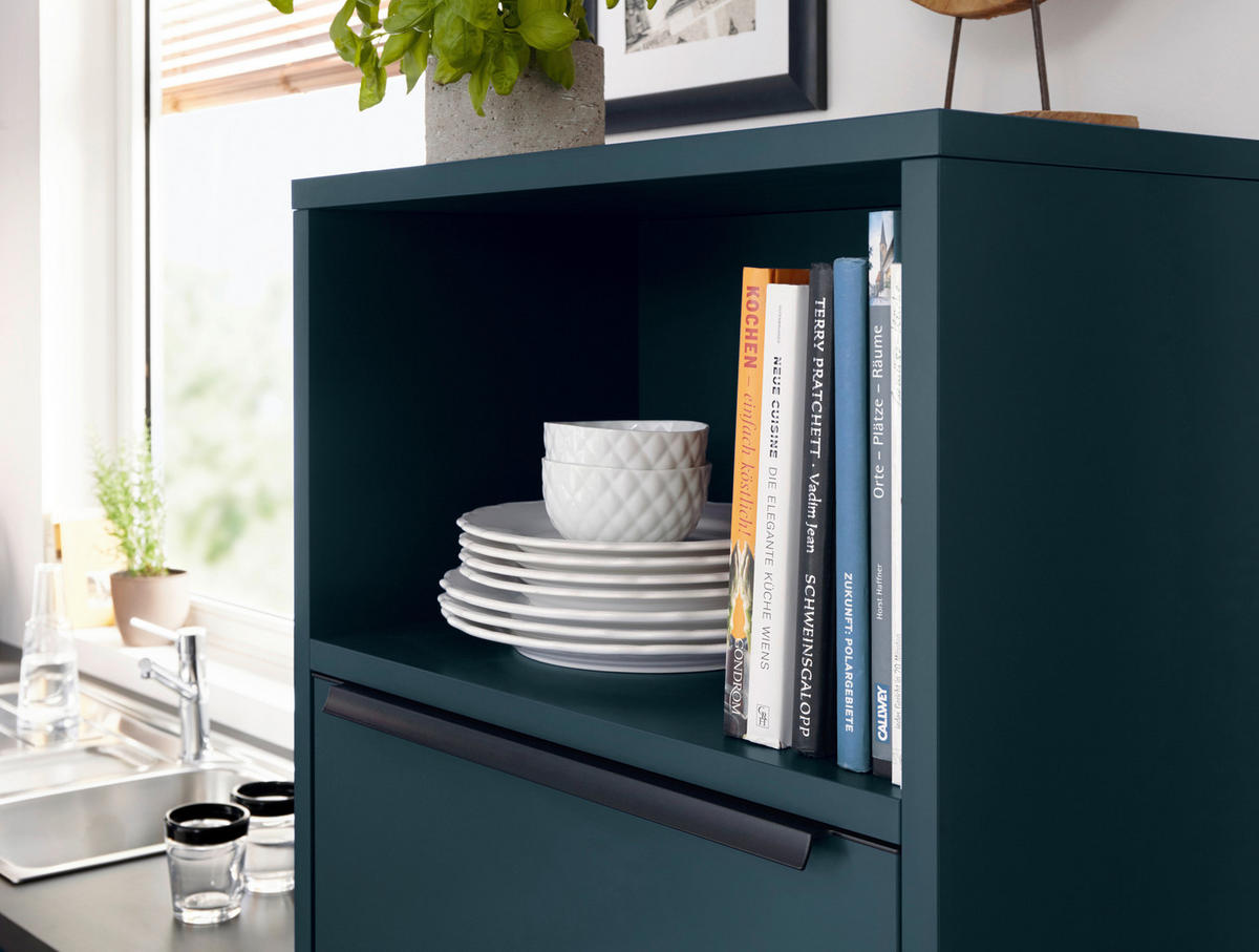EINBAUKÜCHE SILVIA  - Dunkelblau, Design, Holzwerkstoff - Novel