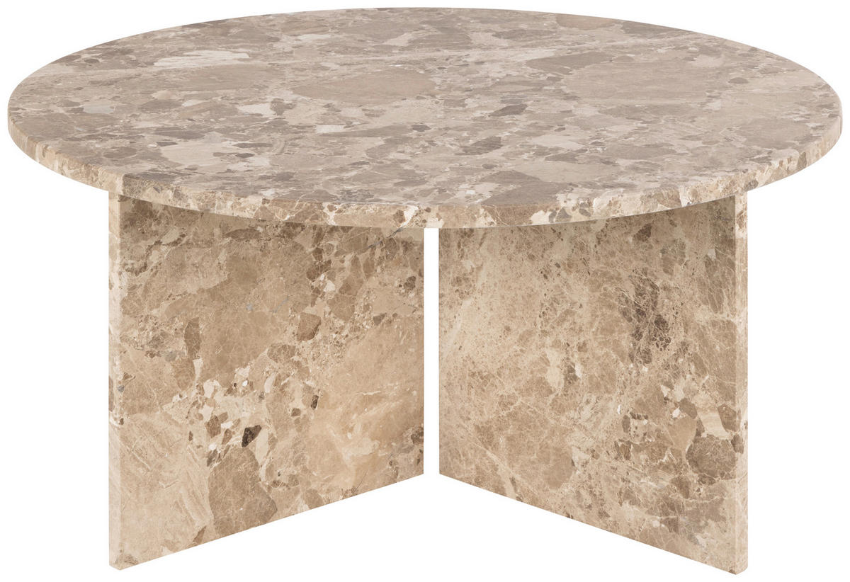 COUCHTISCH in Stein 90/90/42 cm  - Braun, Design, Stein (90/90/42cm) - MID.YOU