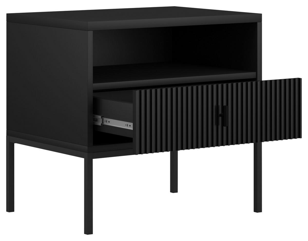 NACHTSCHRANK 53,9/52,4/39 cm  - Schwarz, Design, Holzwerkstoff/Metall (53,9/52,4/39cm) - Boxxx