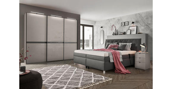 POLSTERBETT Matratze, gepolstertes Kopfteil, Lattenrost, Bettkasten, motorische Verstellbarkeit Anthrazit 200/200 cm  - Anthrazit/Silberfarben, KONVENTIONELL, Holz/Textil (200/200cm) - Esposa