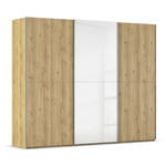 SCHWEBETÜRENSCHRANK 270/223/68 cm 3-türig Weiß, Eichefarben, Chromfarben  - Chromfarben/Eichefarben, Design, Glas/Holz (270/223/68cm) - Novel