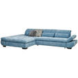 ECKSOFA  in Flachgewebe Pastellblau  204/341 cm  - Pastellblau/Schwarz, Design, Textil/Metall (204/341cm) - Xora