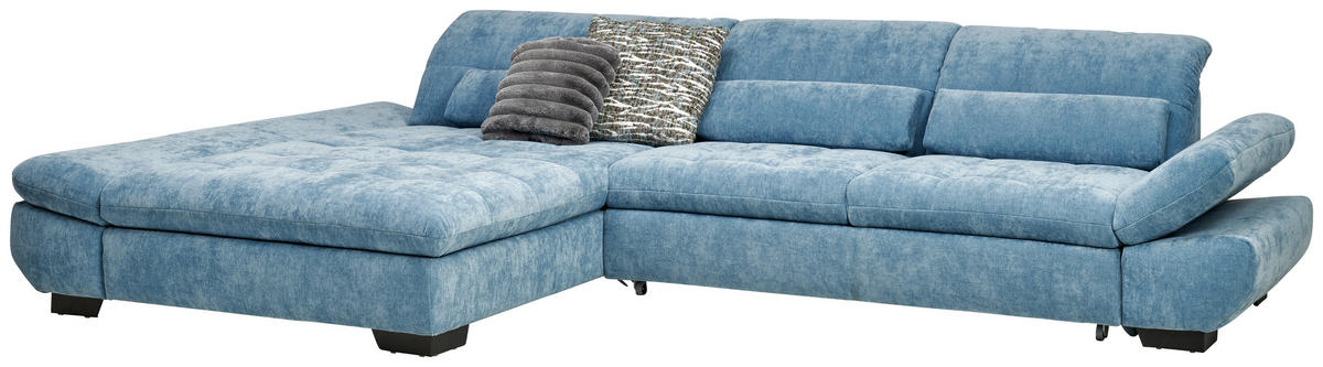 ROHOVÁ SEDACIA SÚPRAVA, textil, pastelová modrá - čierna/pastelová modrá, Design, kov/textil (204/341cm) - Xora