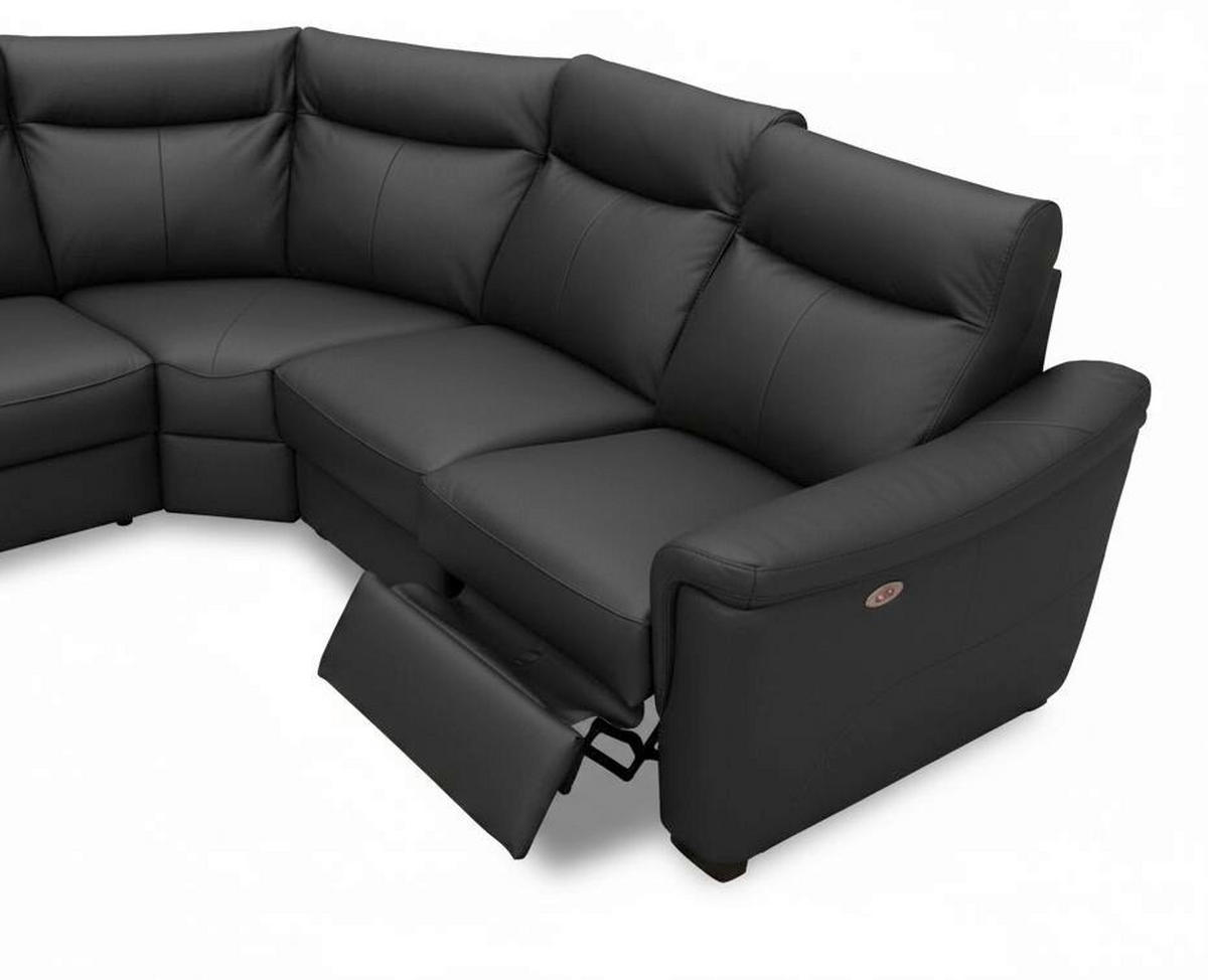 ECKSOFA Lederlook Echtleder Schwarz  - Wengefarben/Schwarz, Design, Leder/Holz (229/260cm) - Livetastic