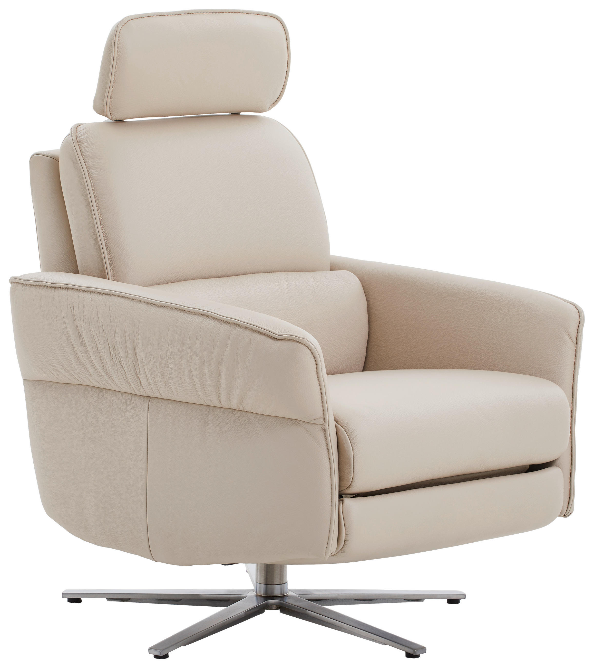 RELAXSESSEL in Leder Hellgrau  - Edelstahlfarben/Hellgrau, Design, Leder/Metall (72/89/91cm) - Himolla