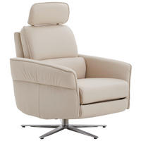 RELAX FOTEL - világosszürke/nemesacélszínű, Design, bőr/fém (72/89/91cm) - Himolla