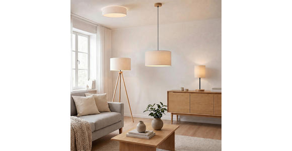 DECKENLEUCHTE 45/13 cm  - Naturfarben, Design, Kunststoff/Textil (45/13cm) - Novel