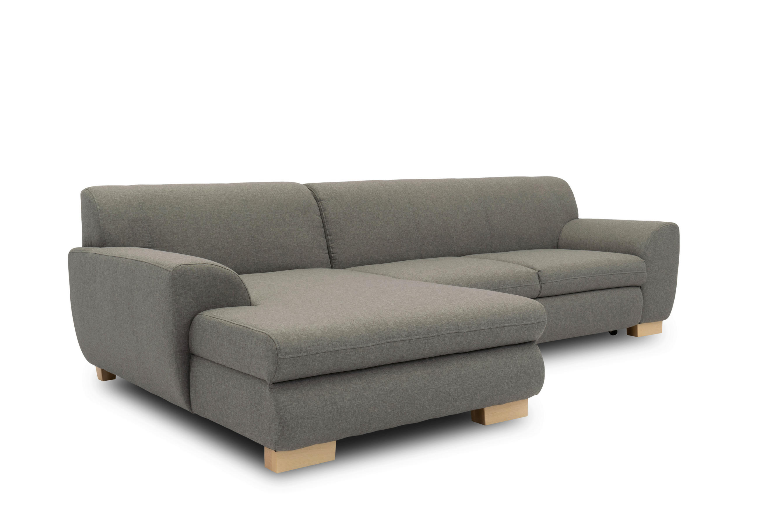 ECKSCHLAFSOFA NIKA Silberfarben Webstoff  - Silberfarben, Basics, Holz/Textil (277/156cm) - MID.YOU