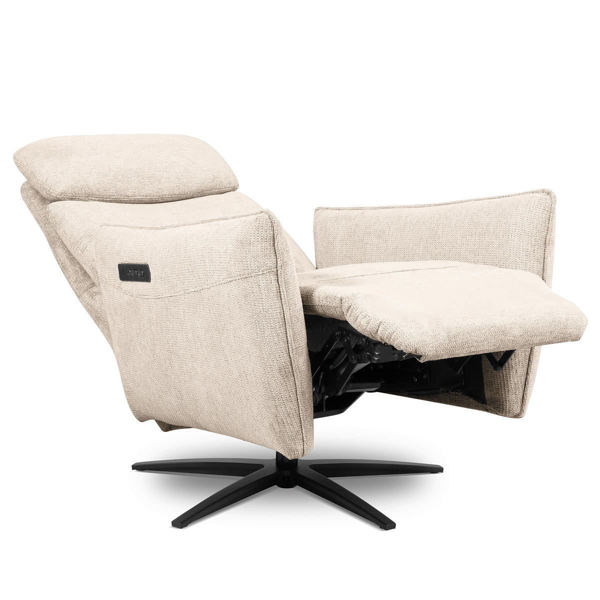 RELAXSESSEL in Textil Beige  - Beige/Schwarz, Design, Textil/Metall (77/107/88cm) - Livetastic