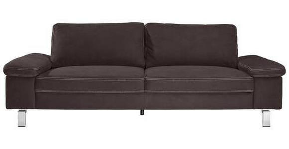 3-SITZER-SOFA Mikrofaser Dunkelbraun  - Chromfarben/Dunkelbraun, Design, Textil/Metall (234/86/97cm) - Hom`in