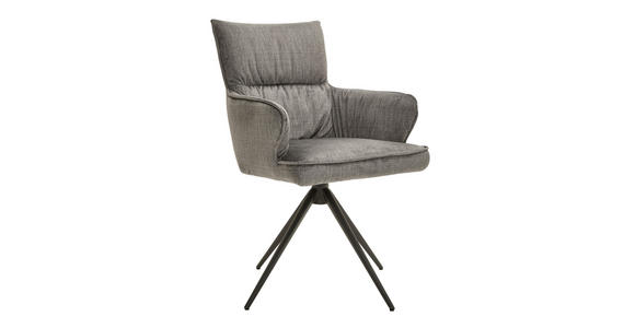 ARMLEHNSTUHL in Eisen Velours - Schwarz/Grau, Design, Textil/Metall (58/91/62cm) - Dieter Knoll