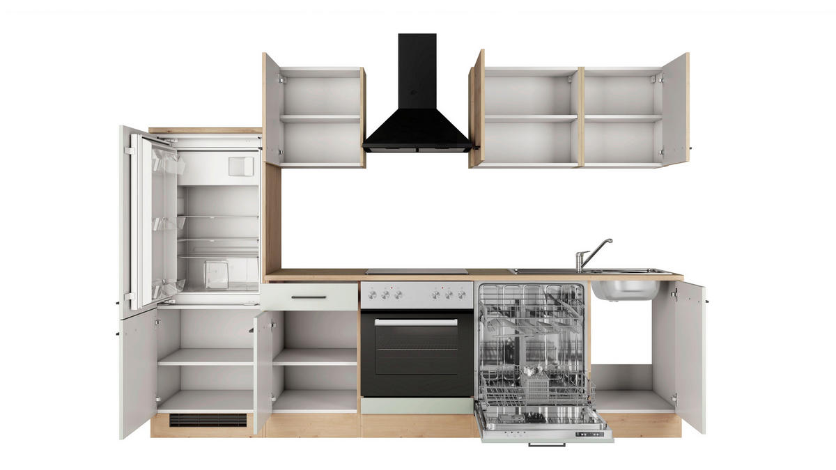 KUCHYNSKÝ BLOK 280 cm - čierna/trstinovozelená, Trend, kov/kompozitné drevo (280cm) - FlexWell