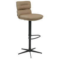 BARHOCKER Echtleder Schwarz, Taupe Eisen Lederauswahl, Stoffauswahl, Wippfunktion, Sitzfläche 360° drehbar  - Taupe/Schwarz, Design, Leder/Metall (42/99-117/50cm) - Dieter Knoll