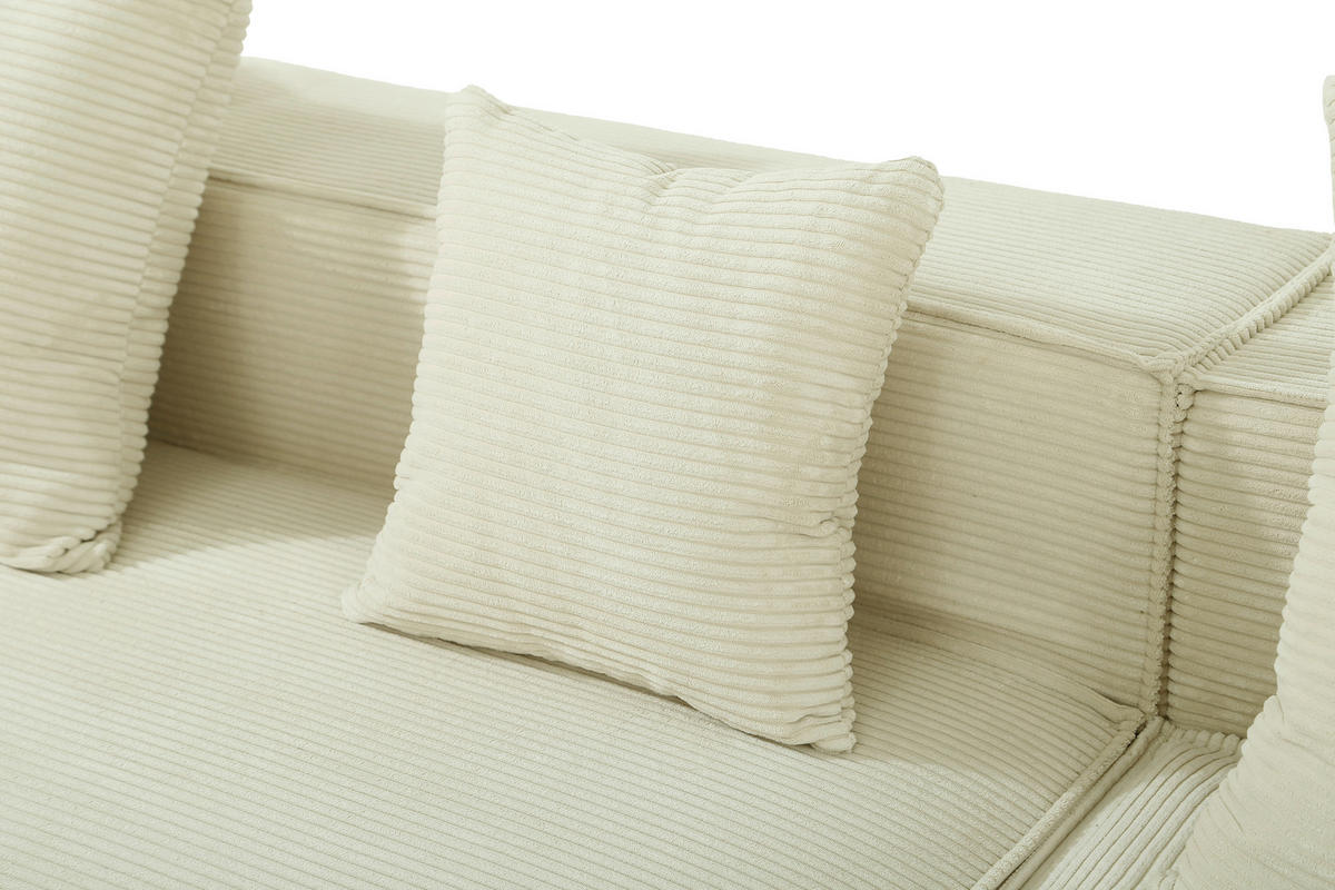 ECKSOFA in Cord Beige   - Beige, Design, Textil (270/60/100cm) - P & B