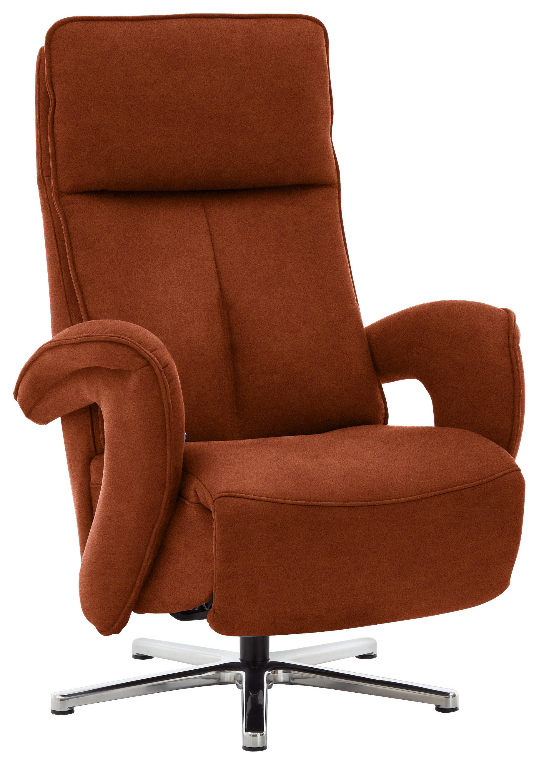 RELAXSESSEL Mikrofaser Kopfteilverstellung    - Chromfarben/Terracotta, Design, Textil/Metall (77/110/87cm) - Valdera