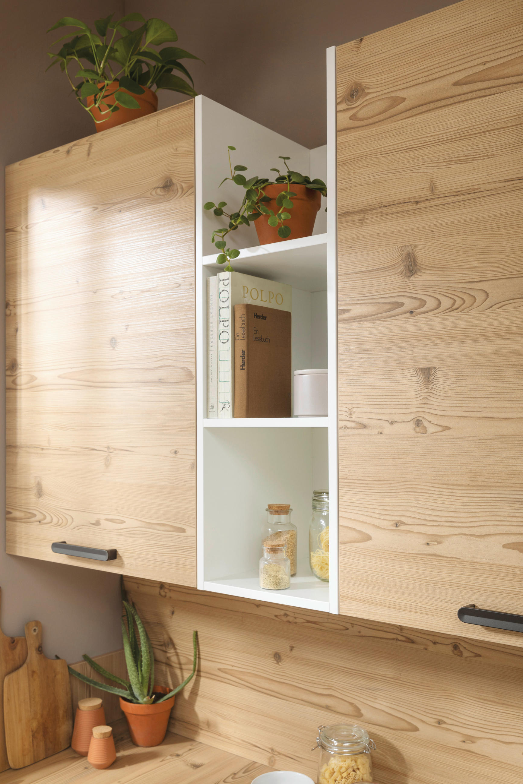 EINBAUKÜCHE   - Eichefarben/Weiß, Design, Holzwerkstoff - Novel