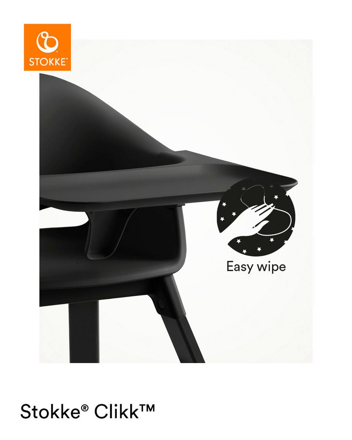 STOLČEK ZA HRANJENJE  Clikk  56/82,5/69 cm         naravne barve, črna  - črna/naravne barve, Design, umetna masa/les (56/82,5/69cm) - Stokke