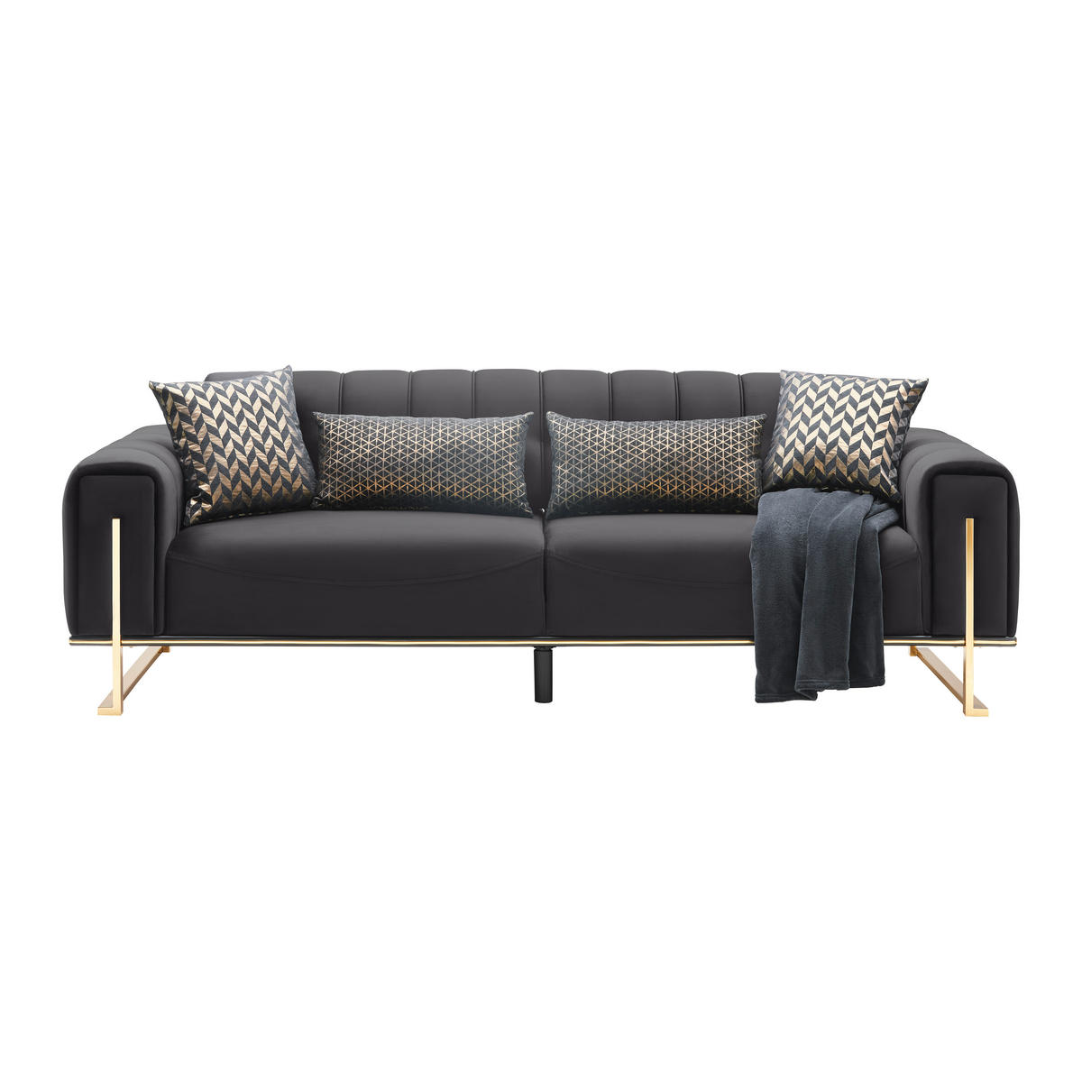 3-sitzer-sofa Aile, textil, negru - auriu/negru, Lifestyle, textil (244/80/90cm) - Based