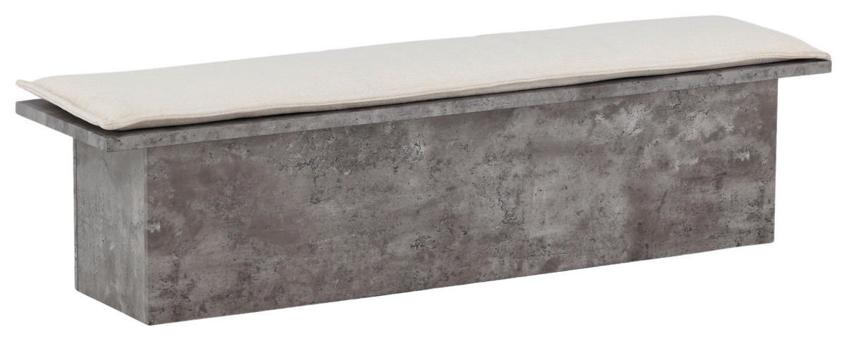 SITZBANK 160/45/40 cm Textilgeflecht Grau, Weiß furniert  - Weiß/Grau, Design, Textil (160/45/40cm) - Livetastic