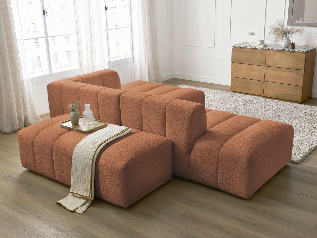 ECKSOFA  ANNECY Orange Bouclé  - Schwarz/Orange, MODERN, Kunststoff/Textil (262/170cm)