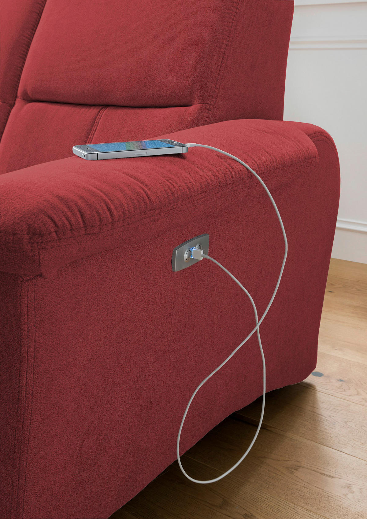 ECKSOFA  in Mikrofaser Rot  165/231 cm  - Chromfarben/Rot, MODERN, Textil/Metall (165/231cm) - Livetastic