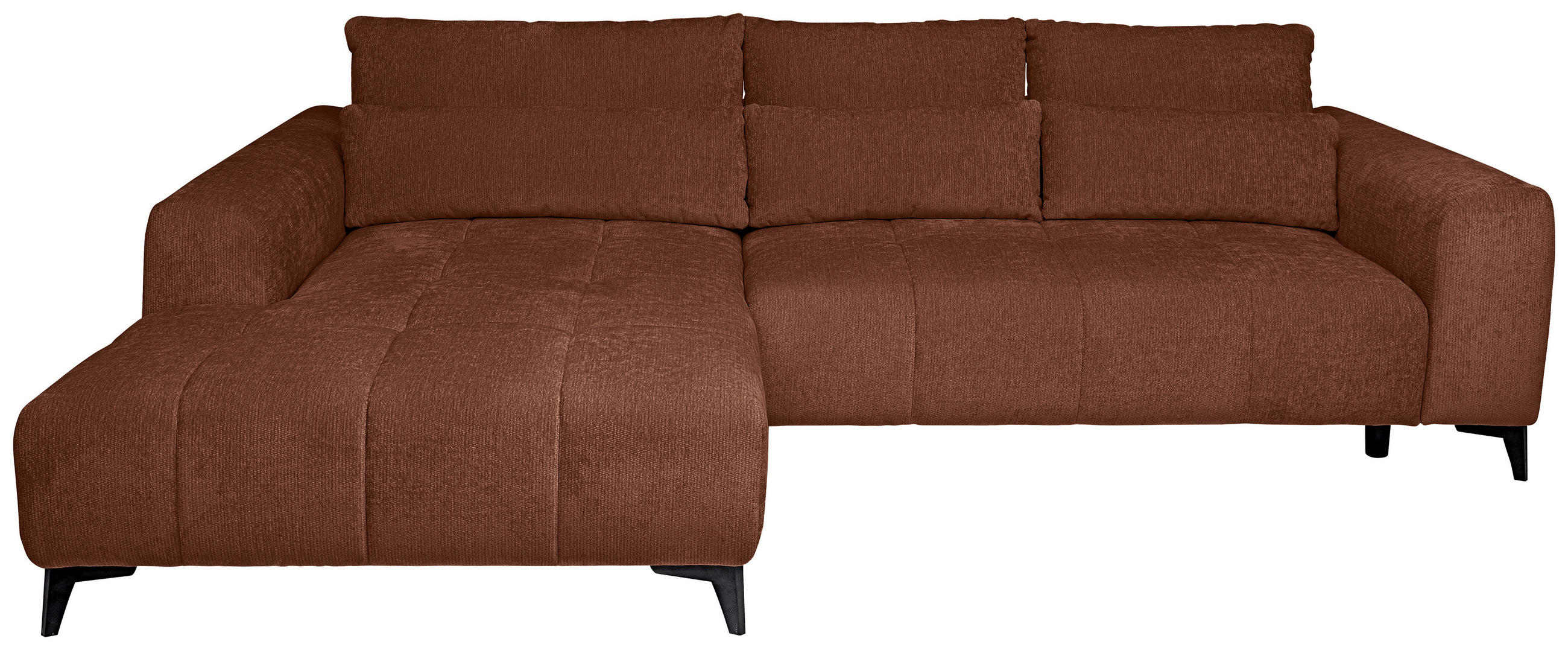 HÖRNSOFFA i chenille rostfärgad  - svart/rostfärgad, Klassisk, textil/plast (222/279cm) - MID.YOU