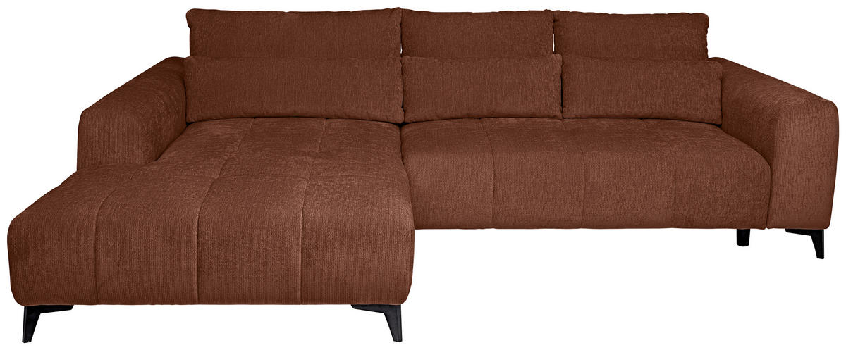 HÖRNSOFFA i chenille rostfärgad  - svart/rostfärgad, Klassisk, textil/plast (222/279cm) - MID.YOU