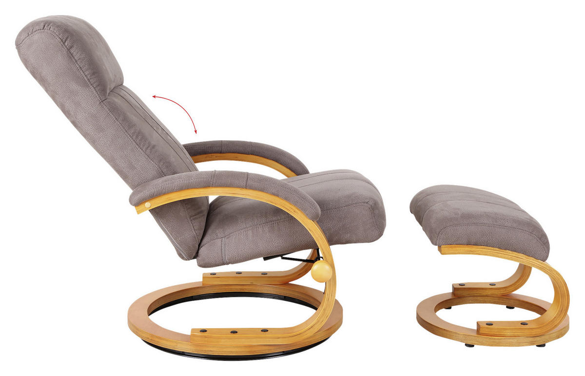 SESSELSET mit Verstellung Webstoff Hocker    - Braun/Naturfarben, Design, Holz/Textil (67/103/80cm) - Cantus