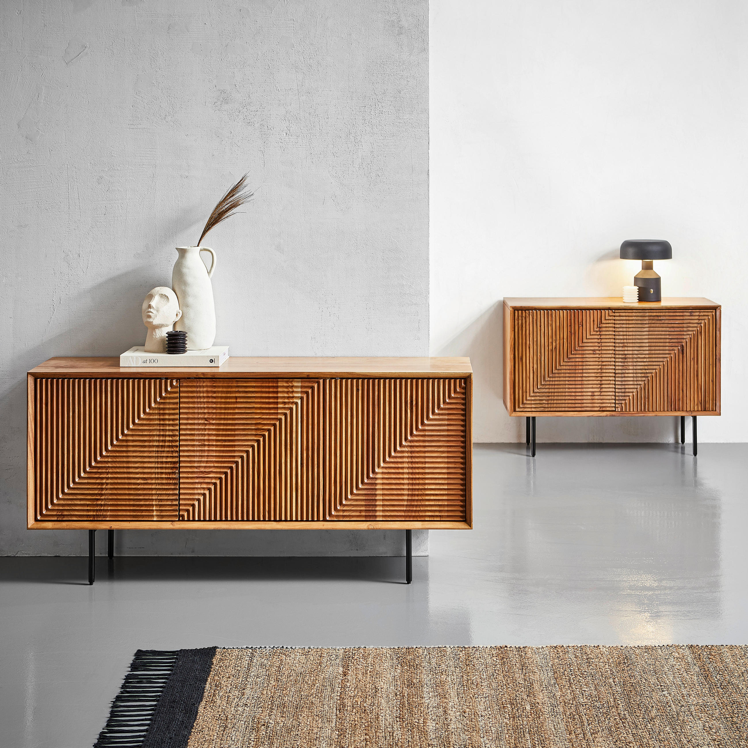 KOMMODE  in 100/71/39 cm  - Schwarz/Akaziefarben, Trend, Holz/Metall (100/71/39cm) - Livetastic