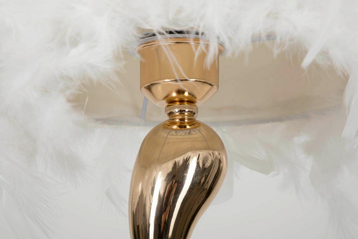 TISCHLEUCHTE - Goldfarben/Weiß, Basics, Kunststoff/Metall (25/47/25cm)