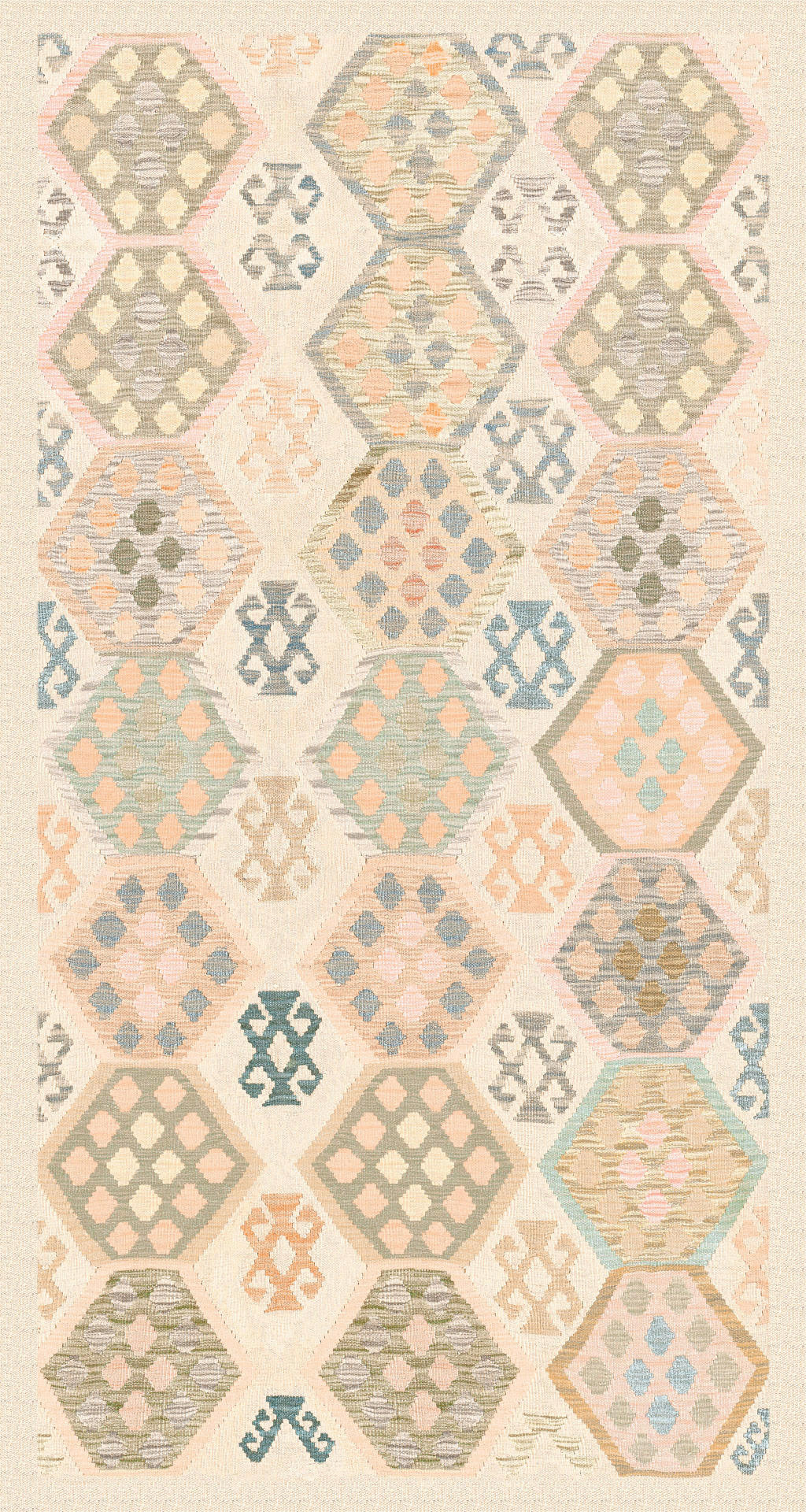 VINTAGE-TEPPICH Ondea Parviza 80/150 cm  in Sandfarben, Hellrosa, Blaugrau  - Sandfarben/Hellrosa, LIFESTYLE, Kunststoff/Textil (80/150cm) - Lindorug