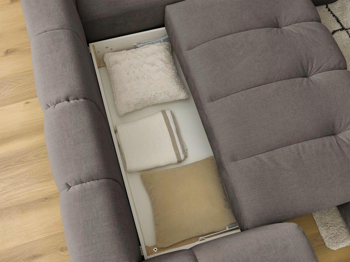 ECKSCHLAFSOFA FUJI Leinenoptik Taupe  inkl.  - Taupe/Schwarz, MODERN, Kunststoff/Textil (282/204cm)
