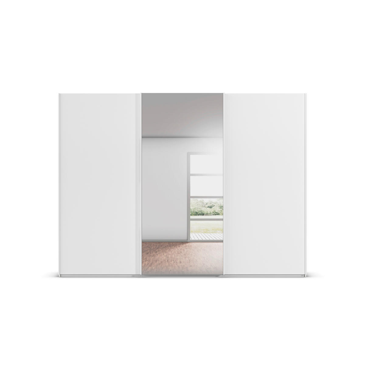 SCHWEBETÜRENSCHRANK 301/223/69 cm,  in Weiß, 3 Tür(en)  - Weiß, Basics, Glas/Holzwerkstoff (301/223/69cm) - Rauch Möbel