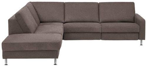 ECKSOFA in Mikrofaser Braun  - Alufarben/Braun, Design, Textil/Metall (242/275cm) - Dieter Knoll