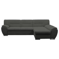 ECKSOFA 281/167 cm  in Flachgewebe Grau Bettkasten, Schlaffunktion, Rücken echt  281/167 cm  - Silberfarben/Grau, Design, Kunststoff/Textil (281/167cm) - MID.YOU