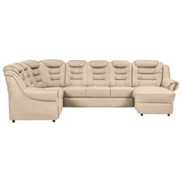 WOHNLANDSCHAFT in Lederlook Beige  - Beige/Schwarz, KONVENTIONELL, Kunststoff/Textil (216/333/165cm) - Livetastic