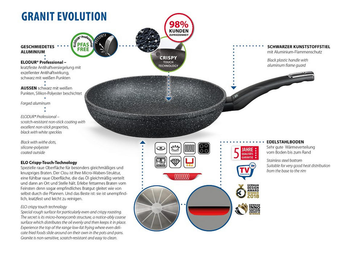 BRATPFANNE Granit Evolution 32 cm  - Basics, Metall (32cm) - ELO