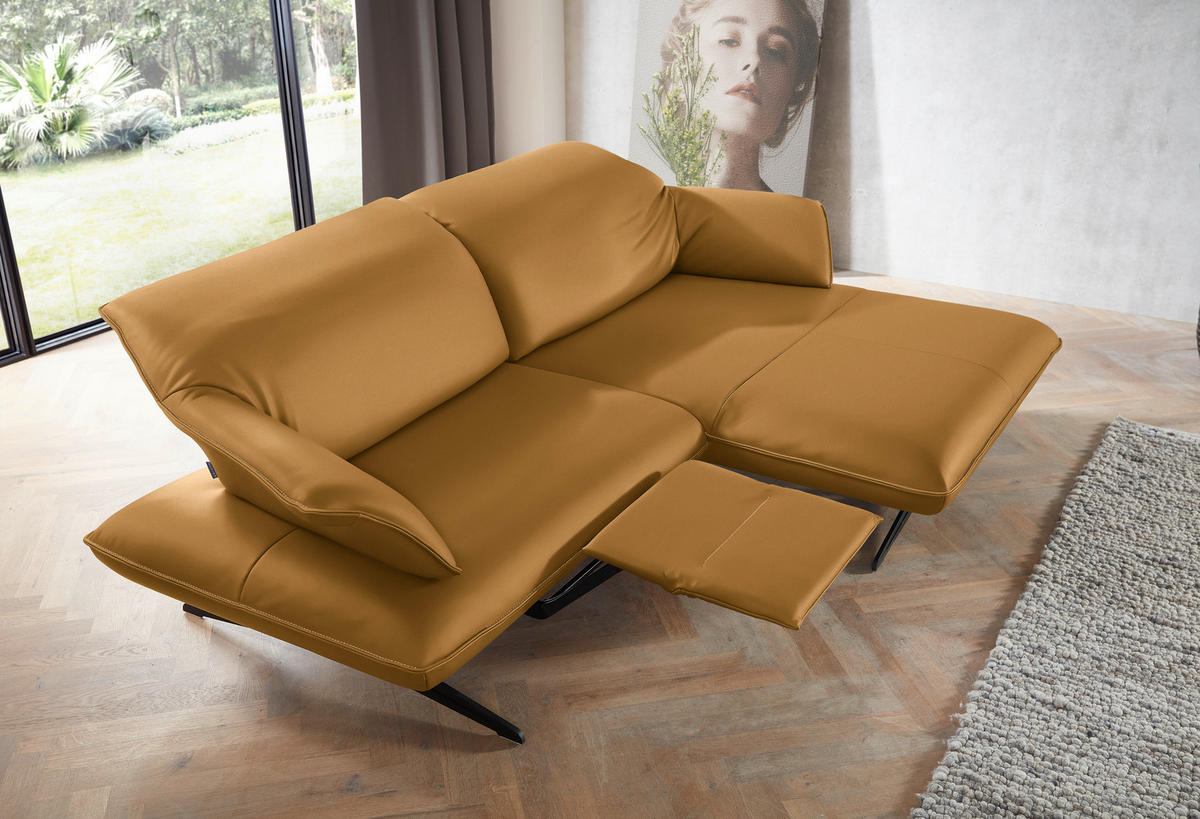 ECKSOFA in Echtleder Bernsteinfarben  252/169 cm  - Beige/Bernsteinfarben, Design, Leder/Metall (252/169cm) - Koinor